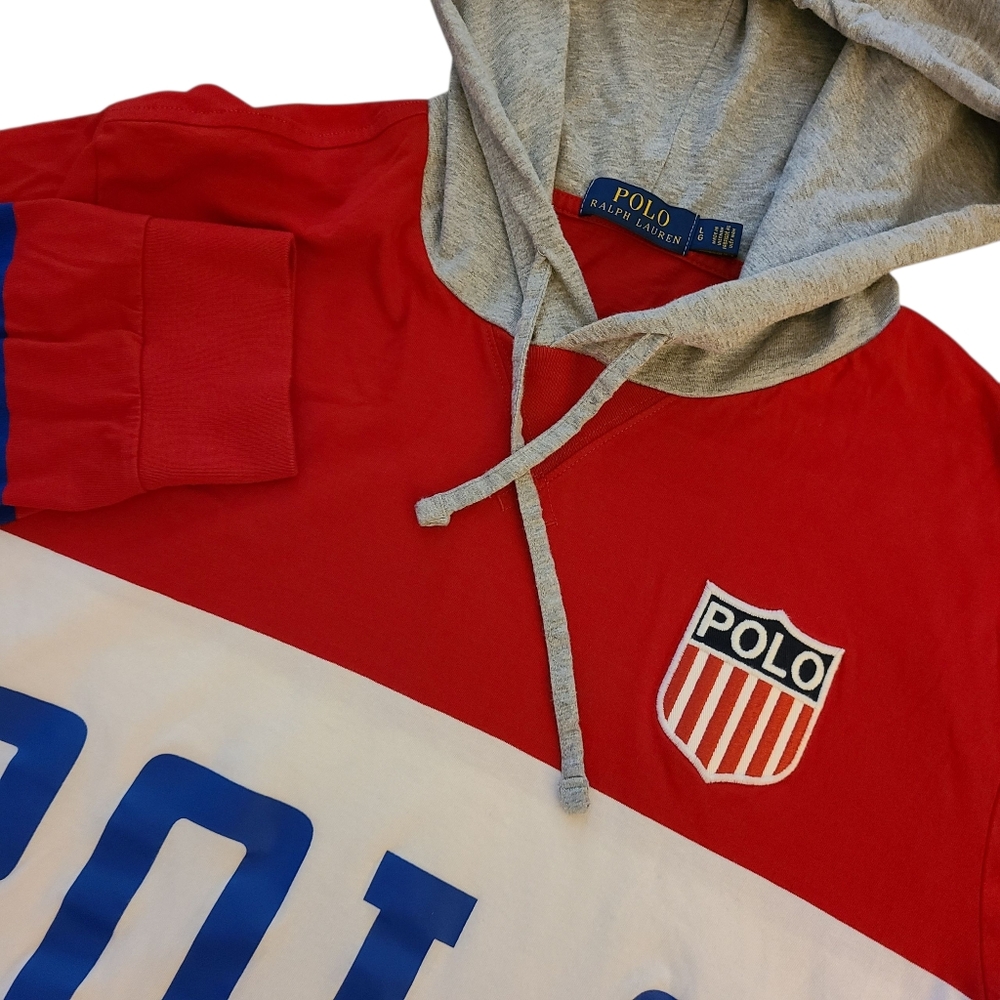 Ralph Lauren Polo Men's Large Track Long Sleeve Pullover Hoodie *See Description